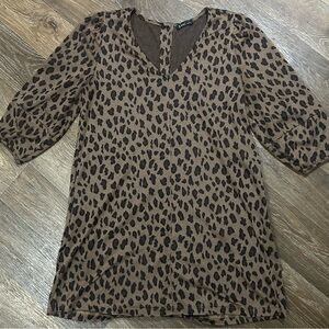 Very J Leopard Print V-Neck Mini Dress